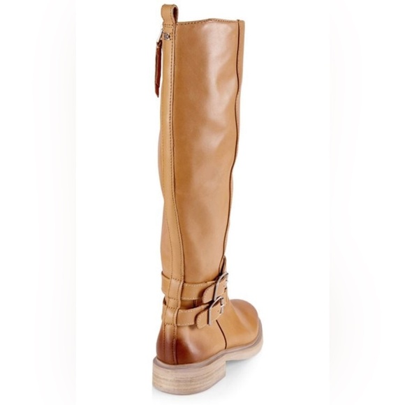 Sam Edelman Freda Tall Leather Riding Boots Tan Size 8.5 Moto Biker Buckles NEW - Picture 4 of 16